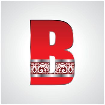 Red Silver Decorative Alphabet vector design