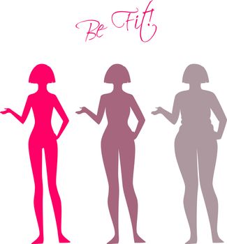 Vector illustration of Be fit, woman silhouette images