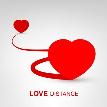 Love Distance - creative Valentines Day heart concept vector illustration