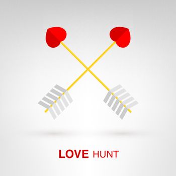 Love Hunt - creative Valentines Day heart-shaped arrows concept