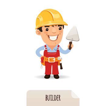 Builder with a trowel. In the EPS file, each element is grouped separately. Isolated on white background.