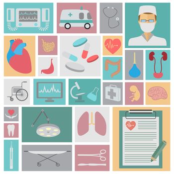 Medical and healthcare icon set. Vector illustration