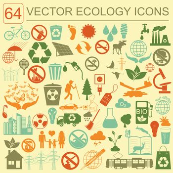 Environment, ecology icon set. Environmental risks, ecosystem. Vector illustration