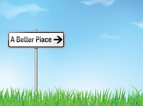 illustration of better place sign on nature background
