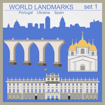World landmarks icon set. Elements for creating infographics. Vector illustration