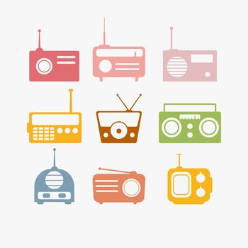 Vector illustration of Radio isolated objects set