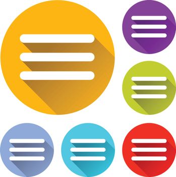 vector illustration of six colorful website menu icons