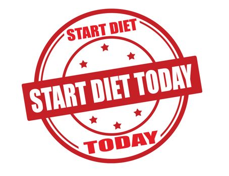 Stamp with text start diet today inside, vector illustration