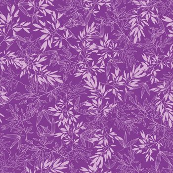 Vector purple branches seamless pattern background with hand drawn floral motif.
