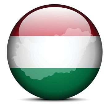 Vector Image - Map on flag button of Hungary