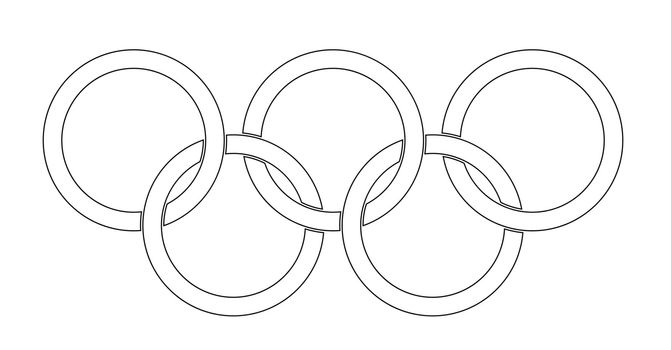 Olympic style rings set over a white backrounds
