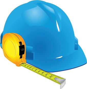 Construction hard hat and tool measurement. Vector illustration.
