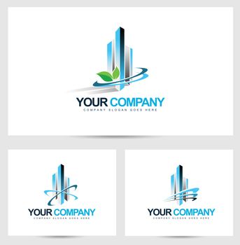 Corporate Building Logo. Vector Design for Real Estate Company.Skyscraper logo.