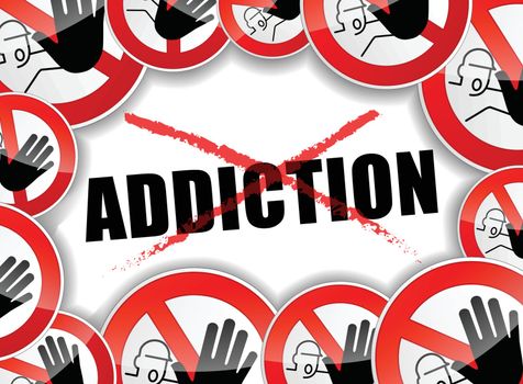 illustration of stop addiction problems abstract concept