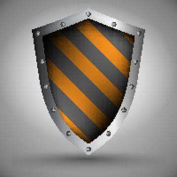 medieval shield in gray and yellow stripes