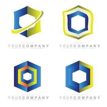 Creative vector template of hexagon corporate business logo set