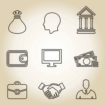 Outline a set of icons business. A vector illustration