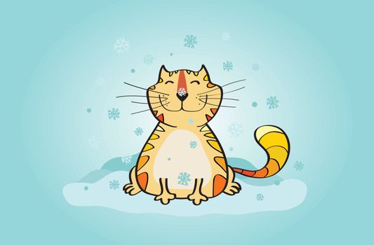 Vector illustration of smiling cat