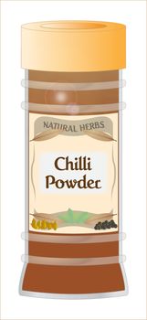 A 'Chilli Powder' herb and spice jar isolated on a white background