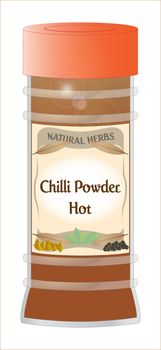 A 'Chilli Powder Hot' herb and spice jar isolated on a white background