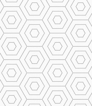 Seamless stylish dotted geometric background. Modern abstract pattern made with dotts. Flat monochrome design.Gray dotted hexagons.