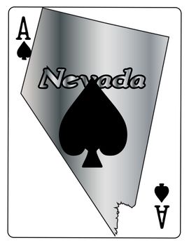 A Nevada state outline with an ace of spades isolated on a white background