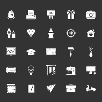 Art and creation icons on gray background, stock vector