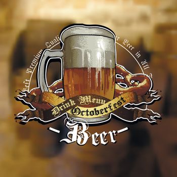 iIllustration for the Oktoberfest beer festival with a big mug of foamy beer