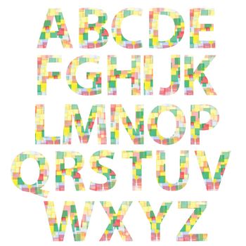  illustration  with colored alphabet on white background
