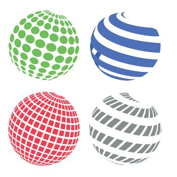 colorful illustration  with  abstract sphere icons on white background