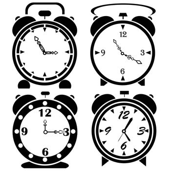  illustration  with alarm clock icons on white background