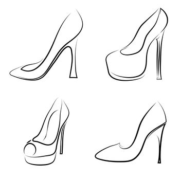  illustration  with woman shoes icons on white  background
