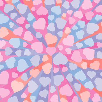 Abstract 3D background with colorful hearts.  Vector illustration for romantic nostalgia design. Love symbol. Valentines heart. 