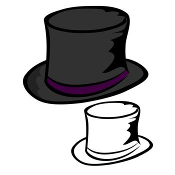 Vector illustration : Cylinder Hat on a white background.