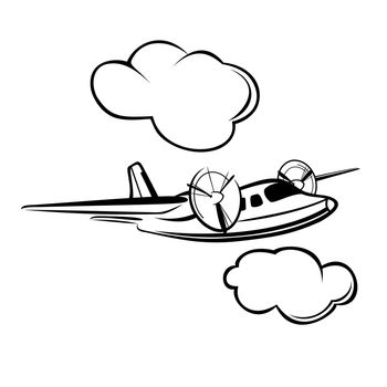 Vector illustration : Propeller Airplane on a white background.