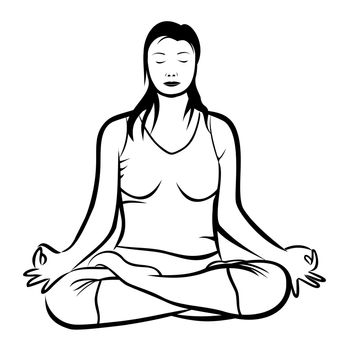 Vector illustration : Meditation Woman on a white background.