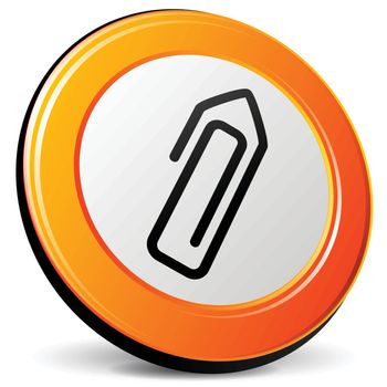 illustration of paper clip 3d design orange icon