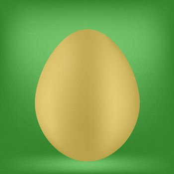 Single Organic Egg Isolated on Green Background.