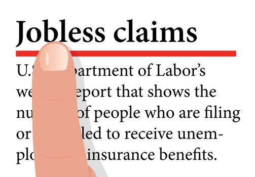 Vector Image - term with a forefinger on it of Jobless Claims  isolated on white background
