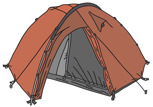 Hand drawing of a red tent