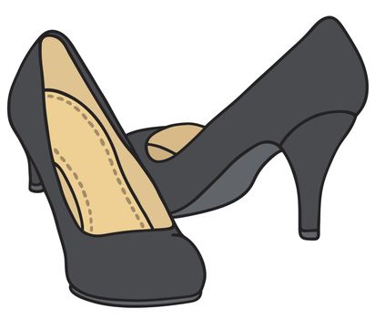 Hand drawing of classic black pumps
