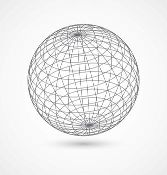 Abstract globe sphere from gray lines on white background. Vector illustration