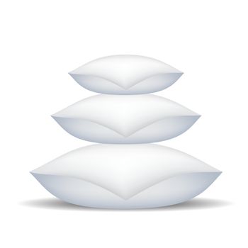 White Soft Pillows Isolated on White Background.