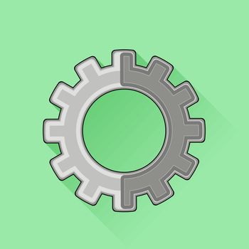 Metal Gear Icon Isolated on Green Background.