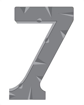 Decorative numeral  seven on white background is insulated