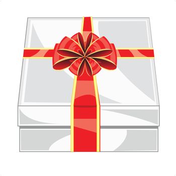 The Gift box decorated by red bow.Vector illustration