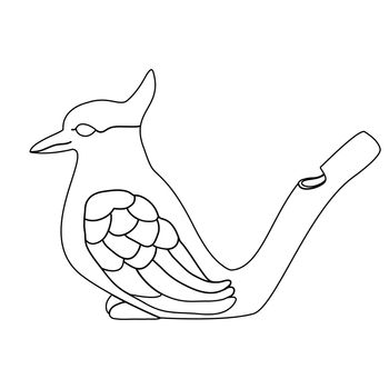 tea ceremony tea pet bird vector illustration. monochrome black and white