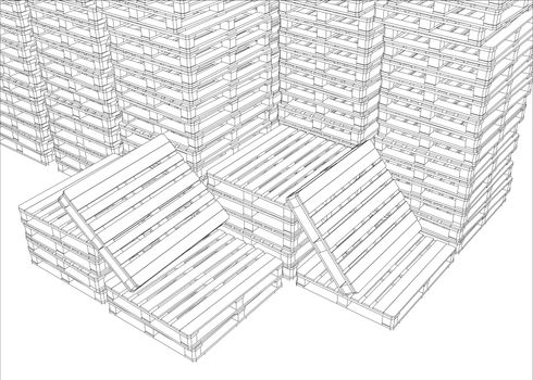 Image of pallets on isolated white background, vector image. Top view