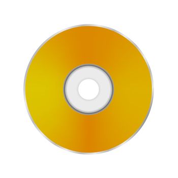 Gold Compact Disc Isolated on White Background. 