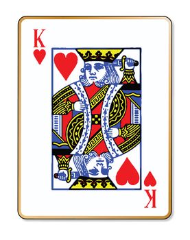 The playing card the King of hearts over a white background